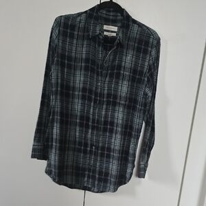 Treasure & Bond Navy and White Plaid Shirt